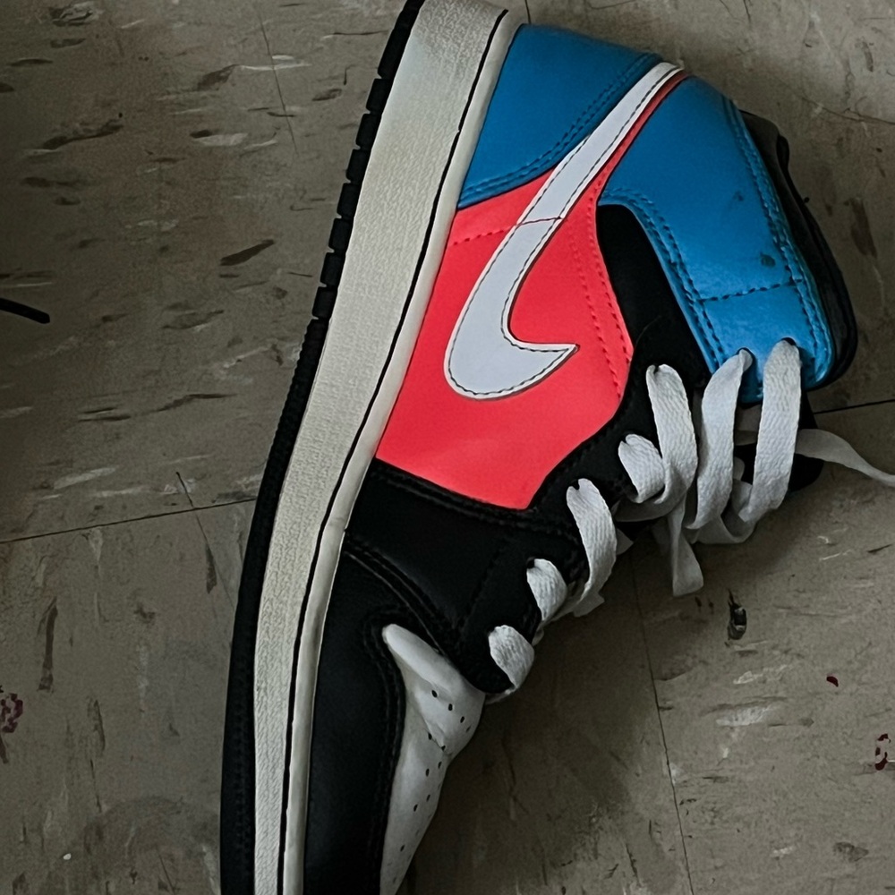 Black and Blue High-Top Sneakers